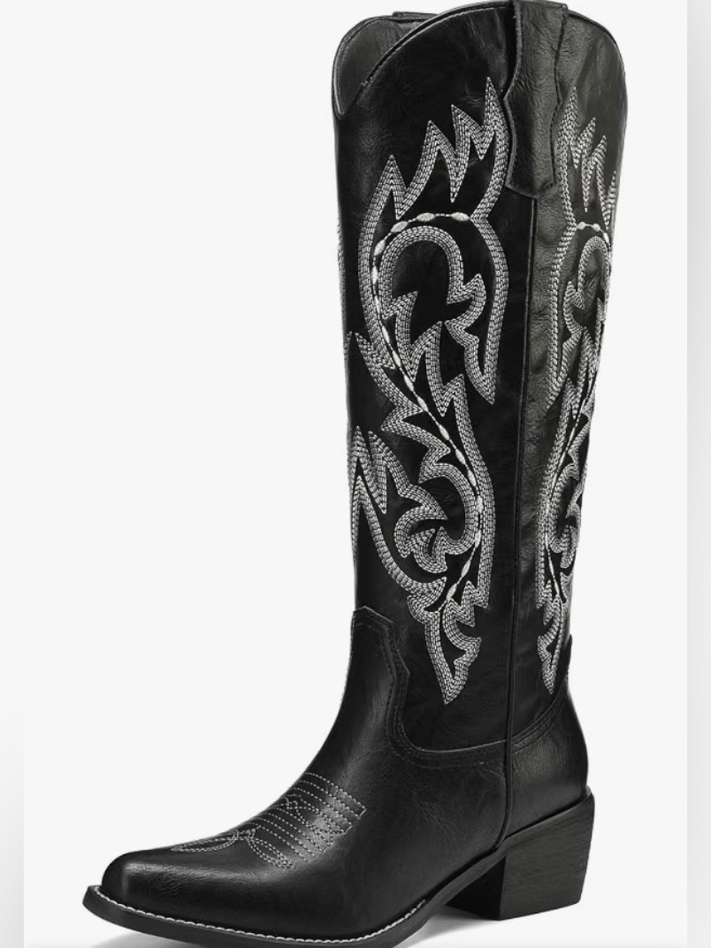 TEAIEUI Women's Cowboy Boots, Knee High Western, Chunky Heel. SIZE 7,BLACK NEW